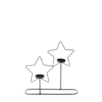 4A Theelichthouder Stervorm | Kleur: Zwart | Kerst Decoratie | Lengte 30 centimeter | Breedte 8 centimeter | Hoogte 29 centimeter | Per theelichthouder