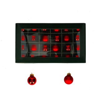 4A Red Christmas Baubles | Shiny and Matte Baubles | Diameter 25 millimetre | Per 24 Christmas Baubles