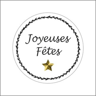 4A Natural White Christmas Sticker “Happy Holidays” | Christmas Decoration | Diameter 39 millimeter | Per 500 stickers