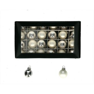 4A Kerstballen | Kleur: Zilverkleurig | Glimmende en Matte Ballen | Diameter 25 millimeter | Per 24 kerstballen
