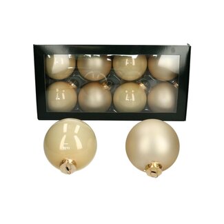 4A Champagne-coloured Christmas Baubles | Shiny and Matt Baubles | Diameter 80 millimeter | Per 8 Christmas Baubles
