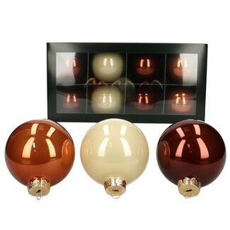 4A Kerstballen | Kleur: Gemengde Kleuren | Glimmende en Matte Ballen | Diameter 80 millimeter | Per 8 kerstballen
