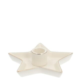 4A Natural White Star-shaped Candle Holder | Christmas Decoration | Diameter 15 centimeter | Height 3.5 centimeter | Per 3 candle holders