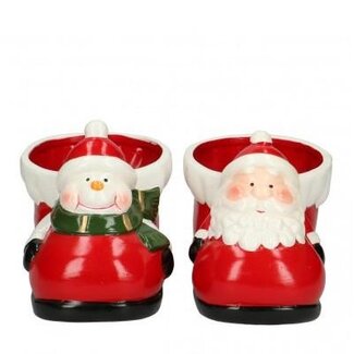 4A Mixed Colours Ceramic Christmas Shoe | Width 10.5 - 18 centimeter | Height 9 centimeter | Per 6 shoes