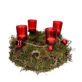 4A Red Advent wreath | Christmas Decoration | Diameter 30 centimeter | Per 2 wreaths
