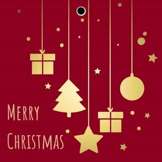 4A Kerstkaart "Merry Christmas" | Kleur: Rood | Hoogte 7 centimeter | Breedte 7 centimeter | Per 20 kaarten