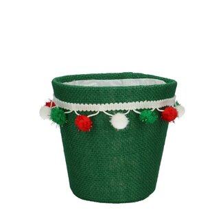 4A Red Green Potcover Pompon | Christmas Decoration | Diameter 13.5 centimeter | Height 13 centimeter | Per 12 potcovers