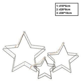 4A Black Star Hanger | Christmas Decoration | set of 3 | Length 38 centimeter | Width 10 centimeter | Per set