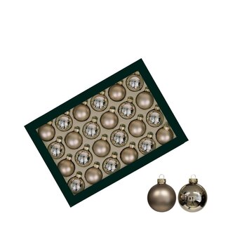 4A Taupe Christmas baubles | Shiny and Matte baubles | Diameter 40 millimetre | Per 48 Christmas baubles
