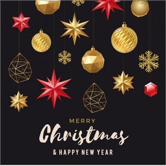 4A Black Gold-coloured Red Christmas card "Christmas" | Height 7 centimeter | Width 7 centimeter | Per 20 cards