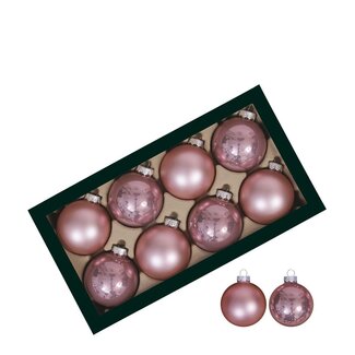 4A Light Pink Christmas Baubles | Glossy and Matte Baubles | Diameter 80 millimetre | Per 8 Christmas Baubles