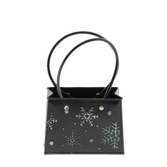 4A Black Zinc Flowerpot Plant Pot in Bag Shape | Christmas Decoration | Length 15 centimeter | Width 7 centimeter | Height 11.5 centimeter | Per 6 flowerpots