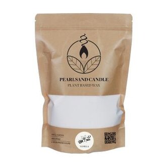 4A Plantaardig Kaarsvet Pearlsand | Kleur: Naturel Wit | Vanille Geur Kaarsvet | Inhoud 400 gram | Inclusief 4 lonten | Per zak