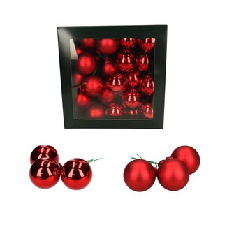 4A Red Christmas baubles | Shiny and Matte baubles | Diameter 40 millimeter | Per 36 Christmas baubles