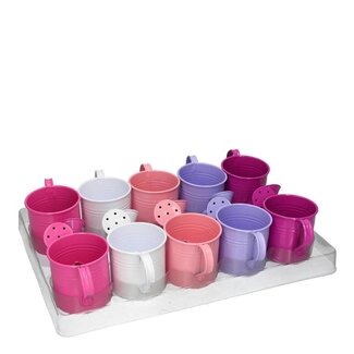 4A Zinken Gietertje Bloempotje | Kleur: Gemengde Kleuren | Diameter 7 centimeter | Hoogte 7 centimeter | Per 10 gieters