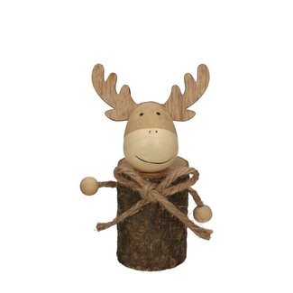 4A Natural Brown Wooden Reindeer | Christmas Decoration | Diameter 7 centimetre | Height 16 centimetre | Per 12 reindeer