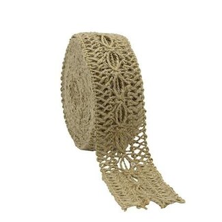 4A Jute Lint | Kleur: Lichtbruin | Breedte 40 millimeter | Lengte 5 meter | Per rol