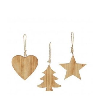 4A Natural Brown Wooden Hanger Assorted | Christmas Decoration | Diameter 10 centimeter | Per 24 hangers