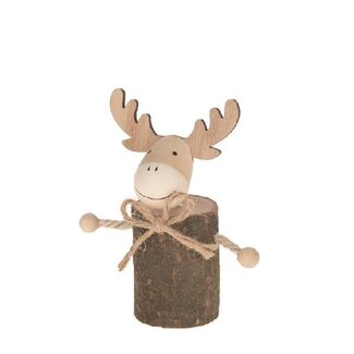 4A Houten Rendier | Kleur: Naturel Bruin | Kerst Decoratie | Diameter 5 centimeter | Hoogte 12.5 centimeter | Per 12 rendieren