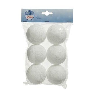 4A Natural White Snowball Christmas baubles | Diameter 8 centimeter | Christmas Decoration | Per 6 snowballs