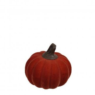 4A Herfst Deco pompoen flock d5*5.5cm