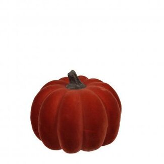 4A Herfst Deco pompoen flock d9*8cm