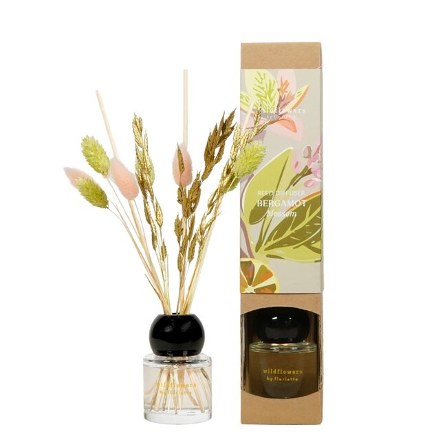 Bergamot Blossom Fragrance Sticks with Dried Flowers | Bergamot Blossom | Contents 50 milliliter | Per bottle