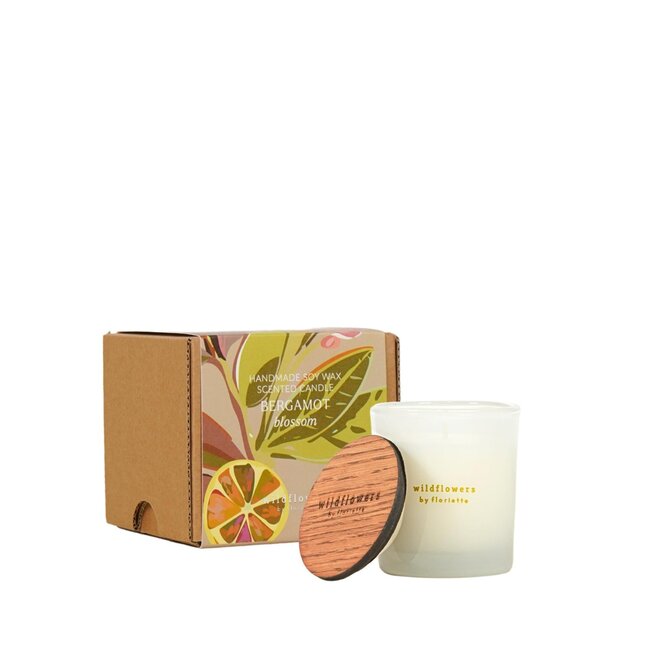 Fleur de bergamote Bougie parfumée au soja en verre | Fleur de bergamote | Environ 25 heures de combustion | Par verre