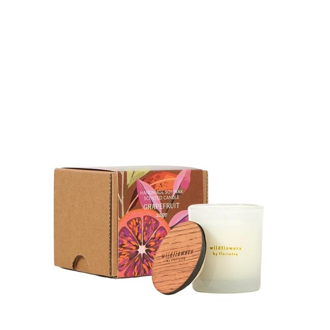 Sauge & Pamplemousse Bougie parfumée au soja en verre | Pamplemousse Sauge | Environ 25 heures de combustion | Par verre