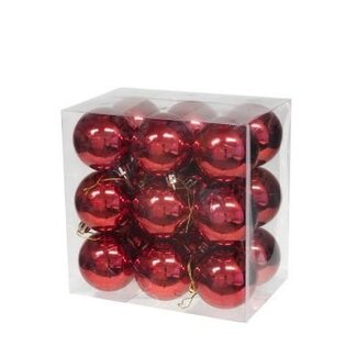 4A Rouge Plastique Boules de Noël | Décoration de Noël | Diamètre 6 centimeter | Par 18 boules de Noël