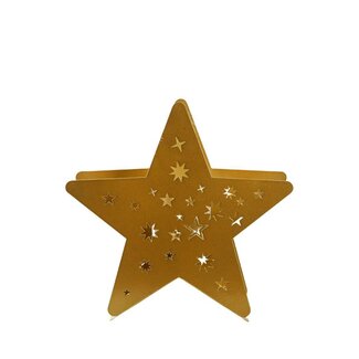 4A Gold-coloured Metal Star Frame on Stand | Christmas Decoration | Length 28 centimeter | Width 9 centimeter | Height 28 centimeter | Per 4 stands