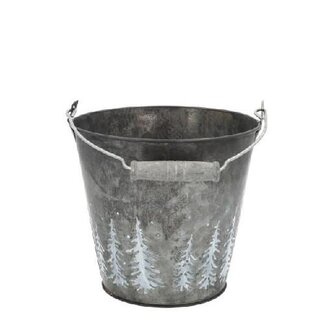 4A Seau Pohon en zinc gris | Décoration de Noël | Diamètre 16 centimeter | Hauteur 15 centimeter | Par 8 seaux