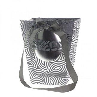 4A Silver-coloured Gift Bag “Ezra” | Christmas Decoration | Length 13 - 17 centimetre | Width 11 centimetre | Height 20 centimetre | Per 10 bags