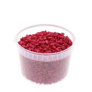 4A Petits cailloux fins couleur cerise dans seau réutilisable | Diamètre 9 - 13 millimeter | Contenu 3 liter | Par seau