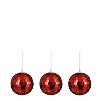 4A Rouge Miroir Boules de Noël | Décoration de Noël | Diamètre 8 centimeter | Par 3 boules de Noël