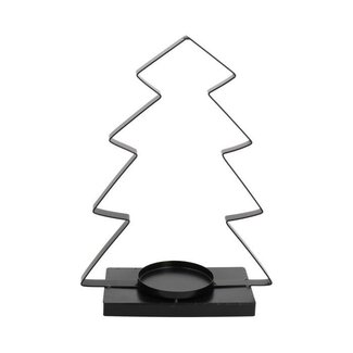 4A Black Metal Christmas Tree Tealight Holder on Stand | Christmas Decoration | Width 9 - 21 centimetre | Height 28 centimetre | Per 4 tealight holders