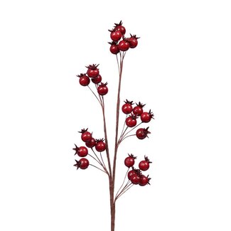 4A Tak met Bessen | Kleur: Donkerrood | Kerst Decoratie | Lengte 46 centimeter | Per 3 bessentakken