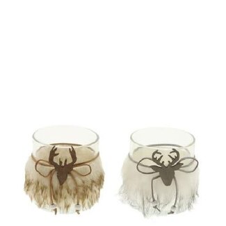 4A Mixed Colours Reindeer Tealight Holder | Christmas Decoration | Diameter 9 centimetre | Height 10 centimetre | Per 6 tealight holders