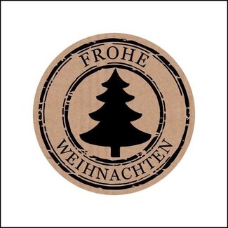 4A Autocollants sapin de Noël bruns en rouleau avec texte “Joyeux Noël” | Décoration de Noël | Diamètre 35 millimeter | Par 500 autocollants