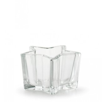 4A Transparent Glass Star Tealight Holder | Christmas Decoration | Diameter 10.5 centimetre | Height 6 centimetre | Per 12 tealight holders