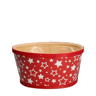 4A Red White Wooden Plant Box Flower Box with Stars | Christmas Decoration | Length 22 centimeter | Width 18 centimeter | Height 11 centimeter | Per 10 boxes