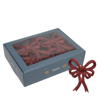 4A Nœuds Rouges | Décoration de Noël | Longueur 13 centimeter | Largeur 11 centimeter | Par 12 nœuds