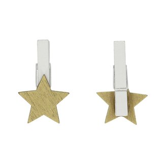4A Gold-coloured Wooden Pegs with Star | Christmas Decoration | Length 3 centimetre | Per 36 pegs