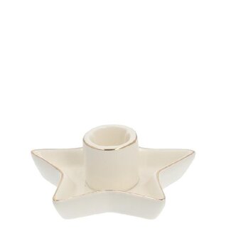 4A Bougeoir étoile céramique blanc naturel | Décoration de Noël | Diamètre 10.5 centimètre | Hauteur 3.5 centimètre | Par 6 bougeoirs