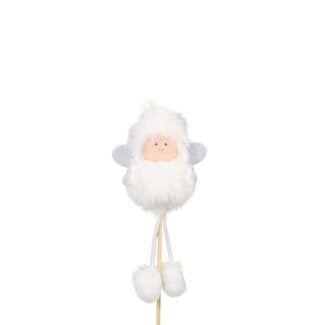 4A Engel Bijsteker | Kleur: Naturel Wit | Kerst Decoratie | Lengte bijsteker ± 20 centimeter | Lengte engel 14 centimeter | Per 4 bijstekers