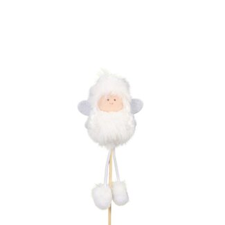 4A Naturel Blanc Ange Piquet | Décoration de Noël | Longueur piquet ± 20 centimeter | Longueur ange 14 centimeter | Par 4 piquets