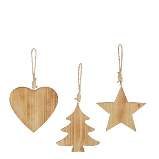 4A Cintre en bois brun assorti | Décoration de Noël | Diamètre 15 centimeter | Par 12 cintres