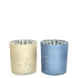 4A Mixed Colours Glitter Tealight Holder | Christmas Decoration | Diameter 7 centimetre | Height 8 centimetre | Per 12 tealight holders