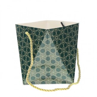 4A Sac cadeau vert “Lumis” | Décoration de Noël | Longueur 12 centimeter | Largeur 12 centimeter | Hauteur 14 centimeter | Par 10 sacs