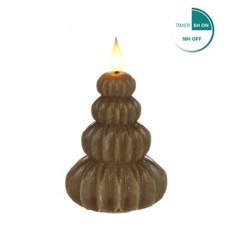 4A Bougie en cire LED sapin de Noël brune | Décoration de Noël | Diamètre 7 centimeter | Hauteur 12 centimeter | Par 6 bougies